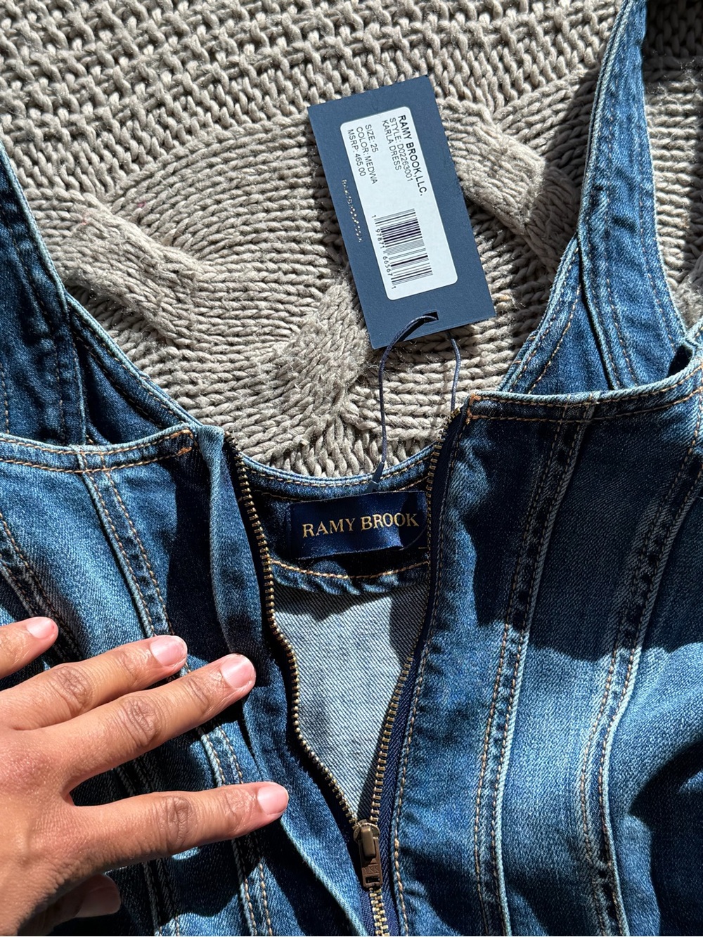 Brand new Ramy Brook Blue Denim Mini Dress with Patch Pockets - Picture 8 of 10